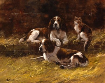 犬 Painting - スプリンガー・スパニエルと子猫